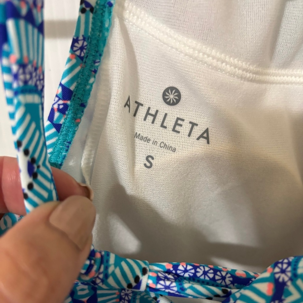 Athleta Size S Printed Kokomo Swim Dress Sleeveless Blue - Picture 3 of 4